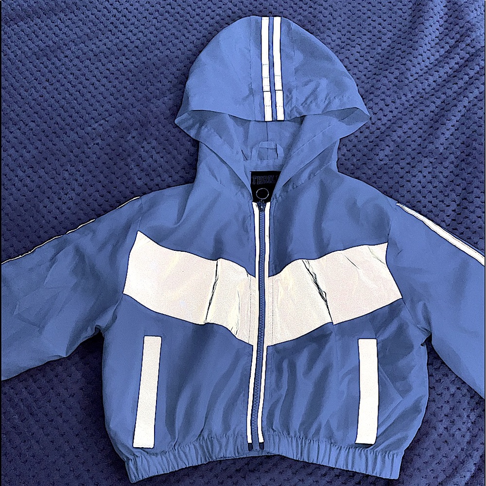 Reflective Silver cropped Windbreaker Size: Small